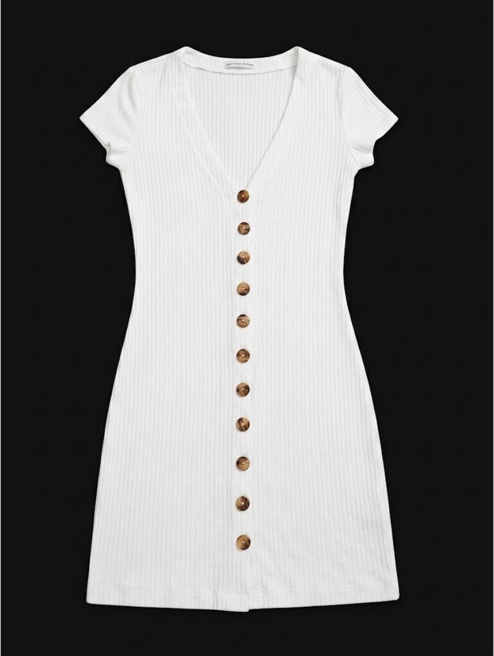 Reformation Jeans Ryder Dress M Ivory Ribbed Tencel Modal Button Front Mini